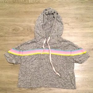 Cropped hoodie with a rainbow stripe